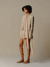 INTO THE EAST 25 Autumn/Winter Tussah Silk Embroidered Applique Buttoned Suit ITE-E1DGSS002SD22SU-SHA Sand